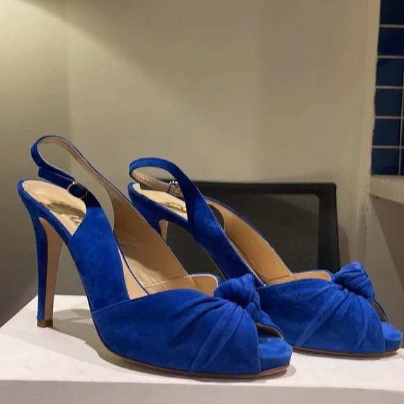 Blue Sued Sandals, size 8 1/2
